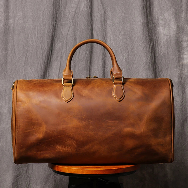 Resväska i äkta läder – Vintage duffel bag