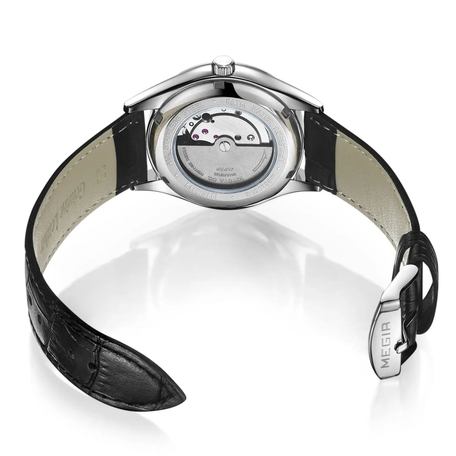Herrklocka MEGIR automatisk – läder & 5 ATM