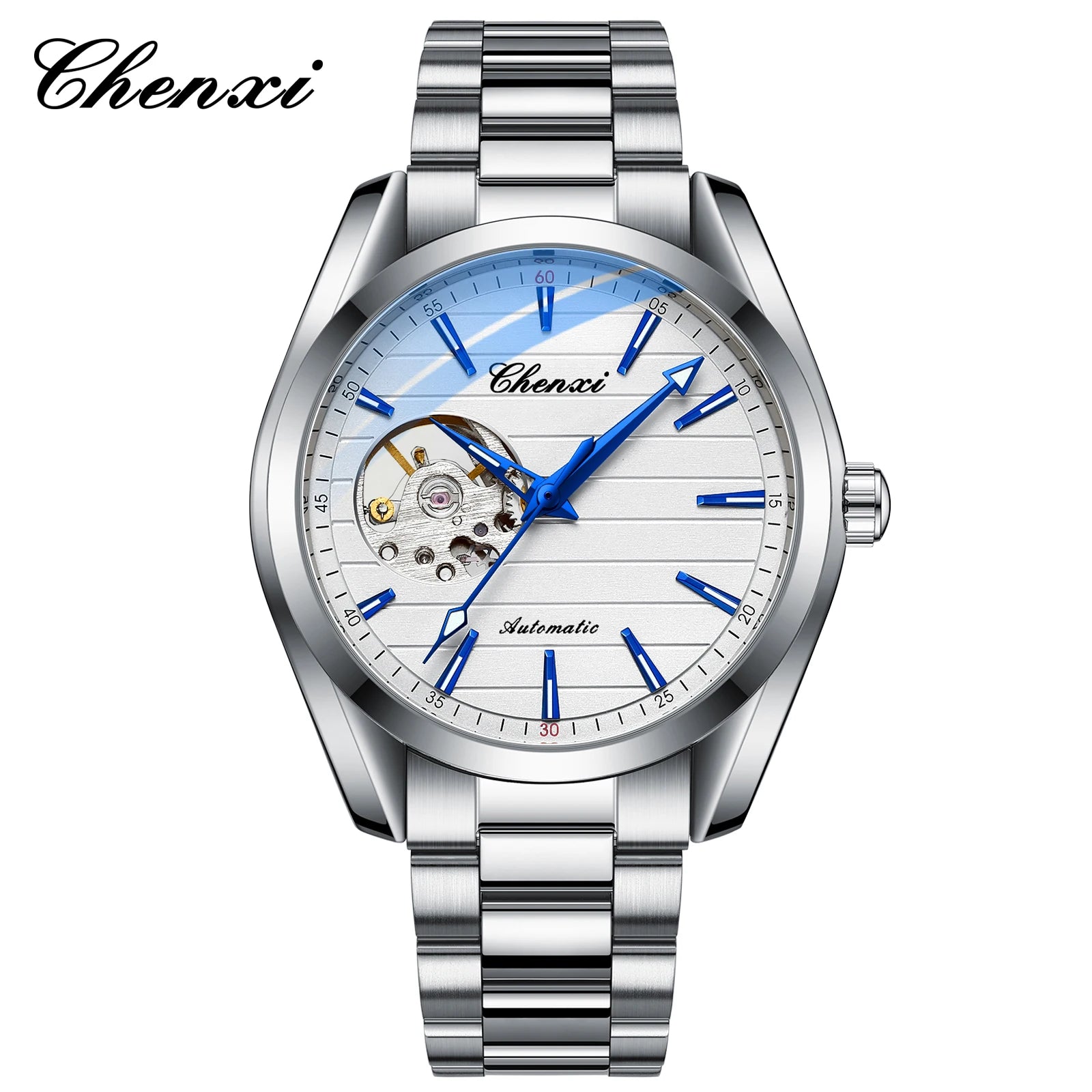 Automatisk mekanisk herrklocka i rostfritt stål – Vattentät & självuppdragande