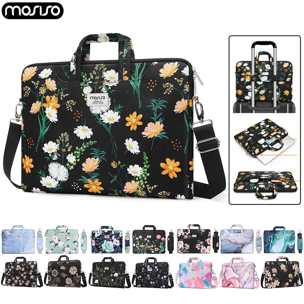 Laptopväska 13–17,3 tum – axelväska i canvas för MacBook & PC