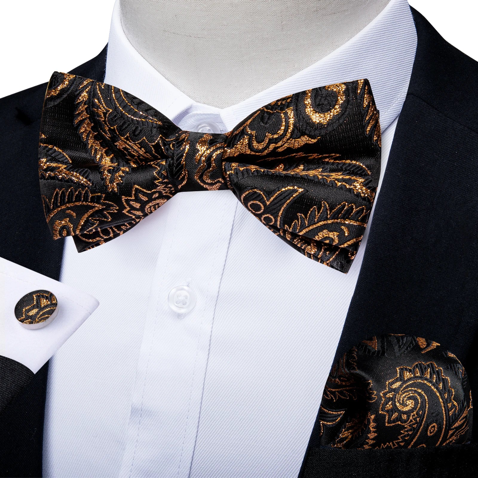 Flugset paisley herr – fluga, näsduk & manschettknappar