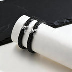 Infinity läderarmband herr – svart & rostfritt stål