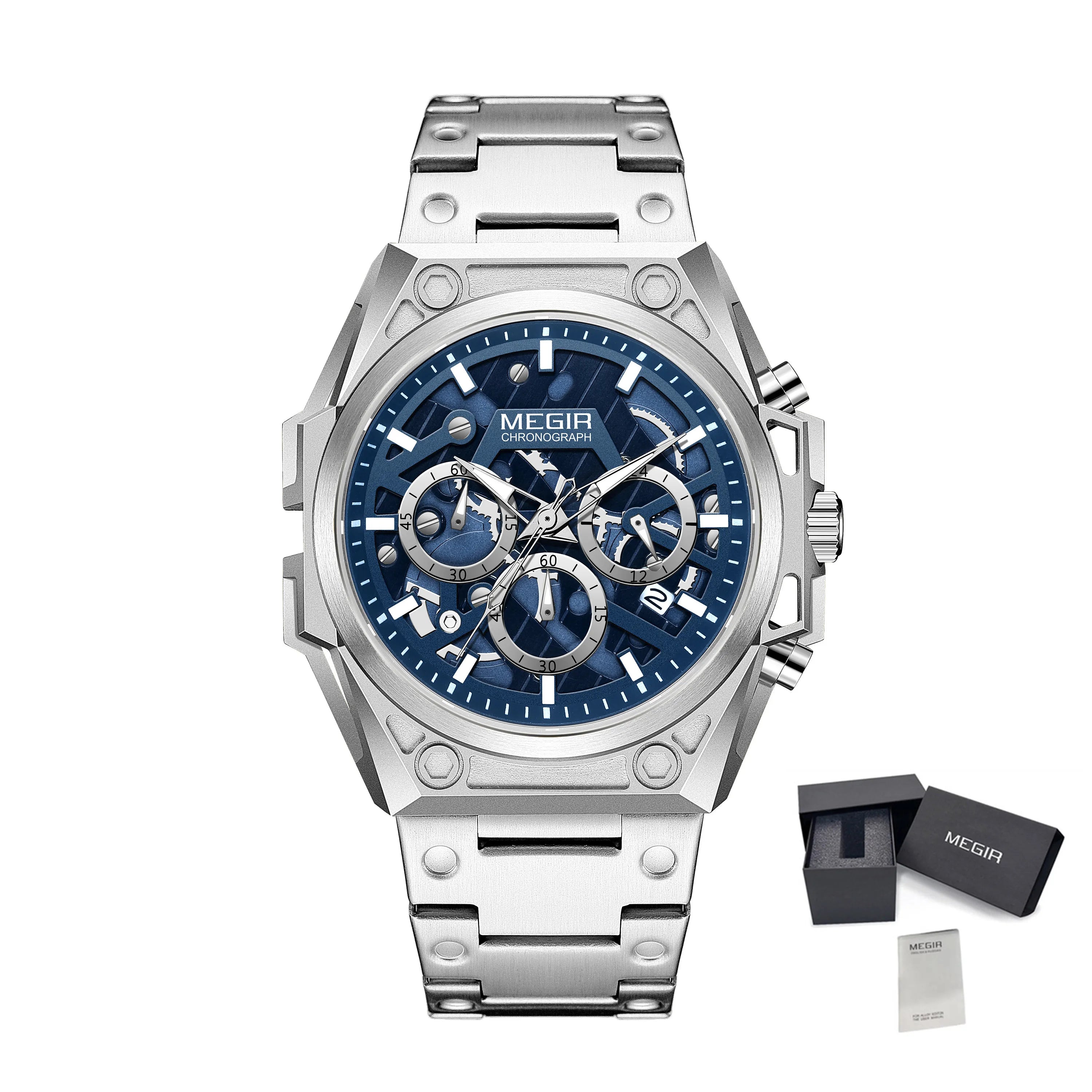 Herrklocka MEGIR kronograf 47mm – lyx & sport