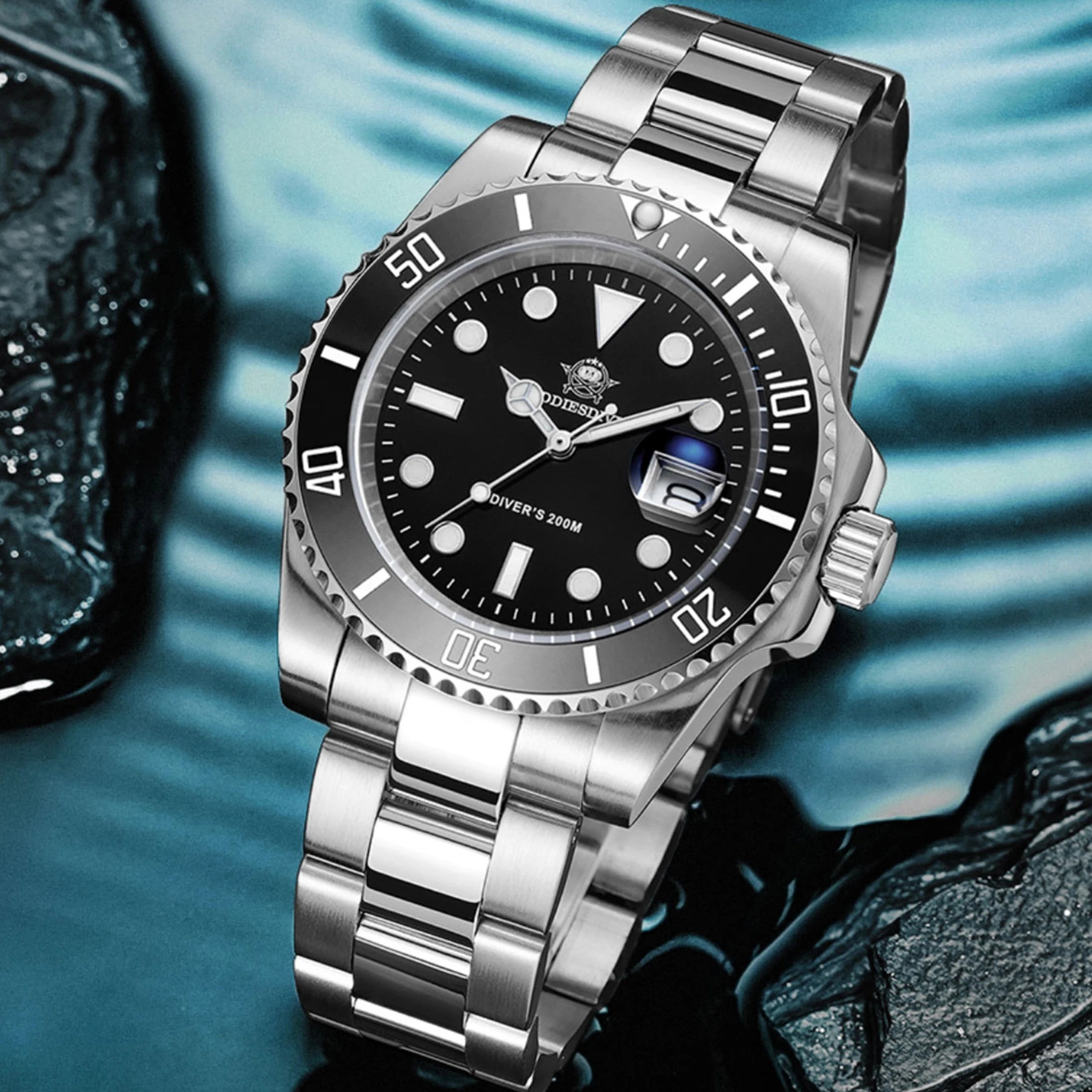 ADDIESDIVE Lyxigt dykarur för herr – 41 mm quartz, 200 m, keramisk