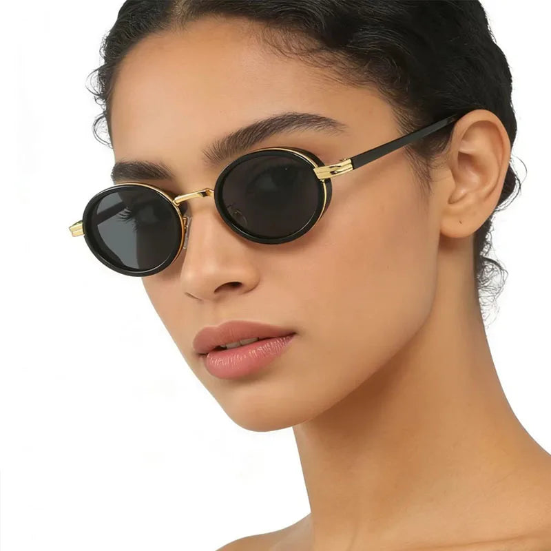 Y2K Ovala Solglasögon – steampunk-inspirerade UV400 unisex