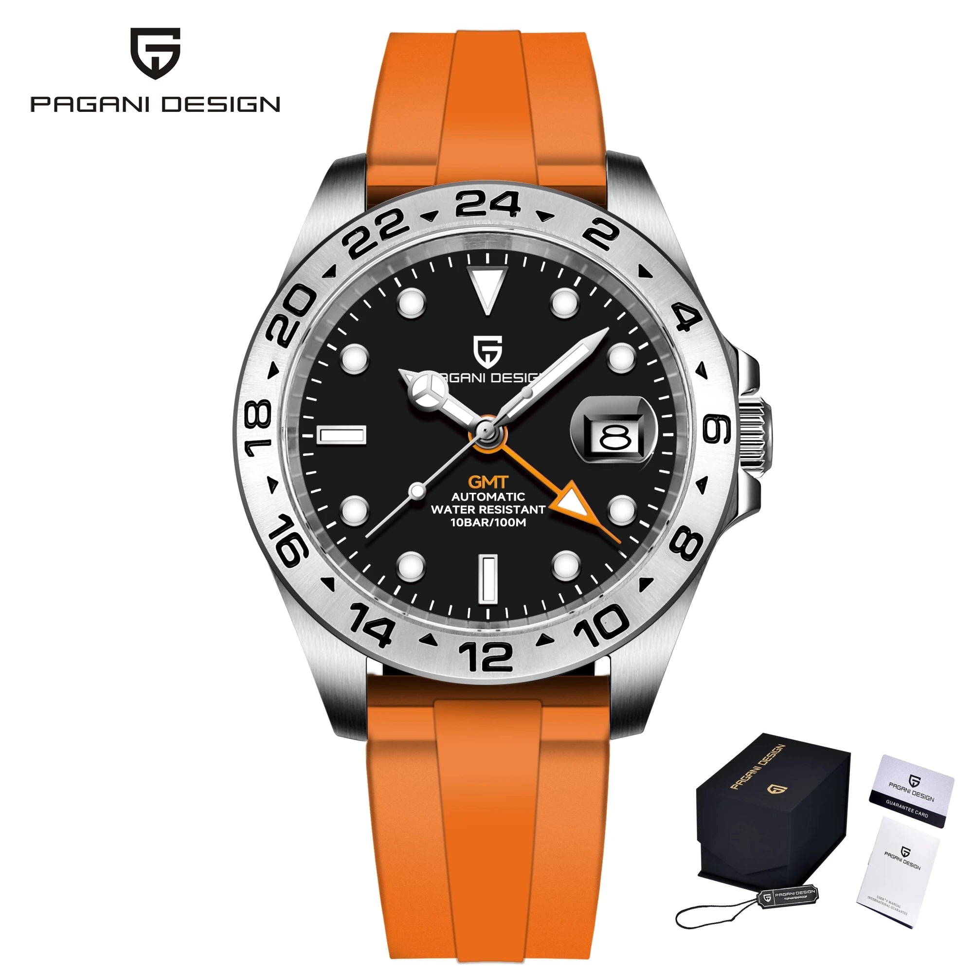 PAGANI DESIGN PD‑1682 automatisk GMT‑klocka 42 mm – safirglas, 100 m