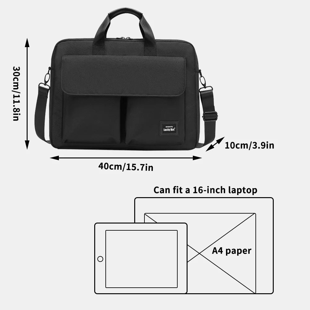 Laptopväska 15,7 tum – slim axelväska med flera fack