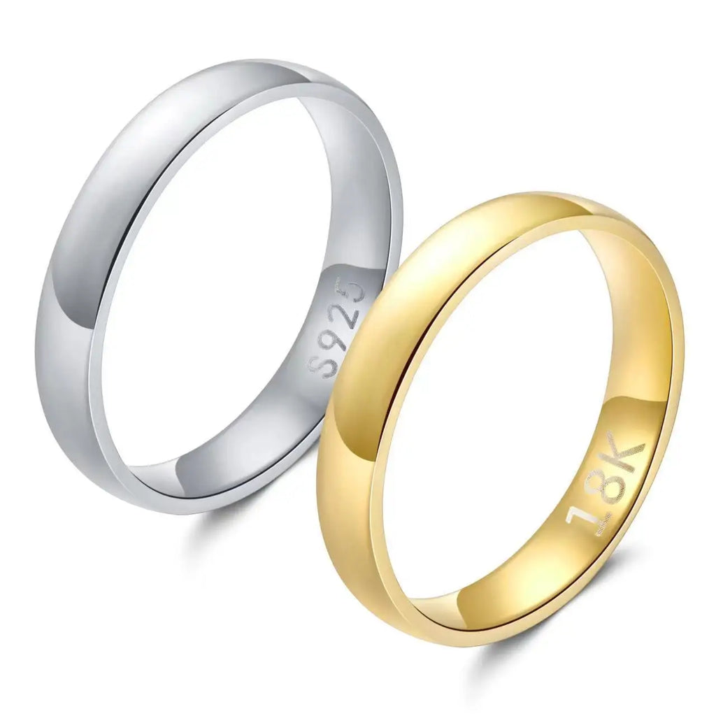 Guldfärgad ring i rostfritt stål – 24 karat‑pläterad vigselring 4 mm