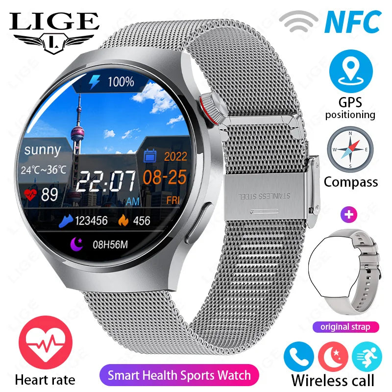 LIGE Smartwatch 360×360 – Bluetooth-samtal & hälsomätning