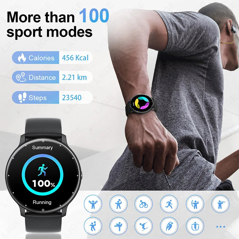 LIGE Smartwatch 1.28” – Bluetooth-samtal & pulsmätning