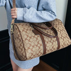 Weekendbag i PU med canvas-look – stor duffel för resa och gym