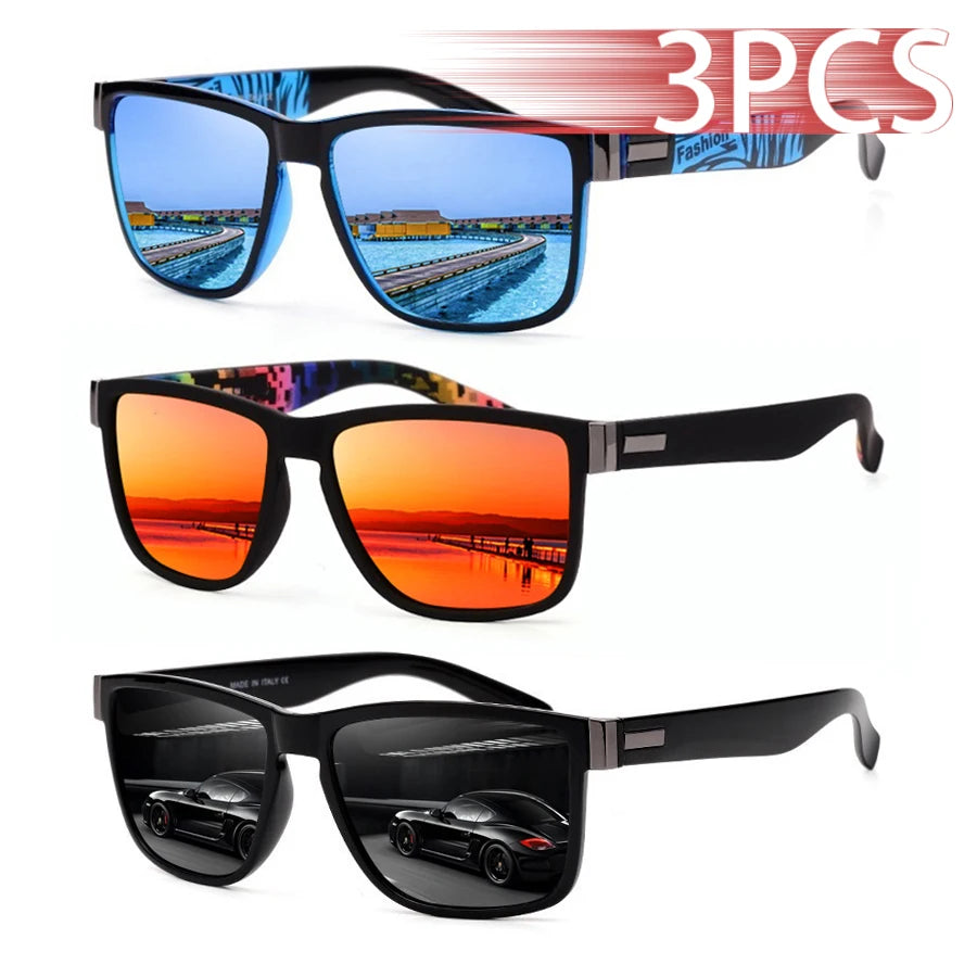 3-pack Fyrkantiga Solglasögon – UV400 Unisex Trend