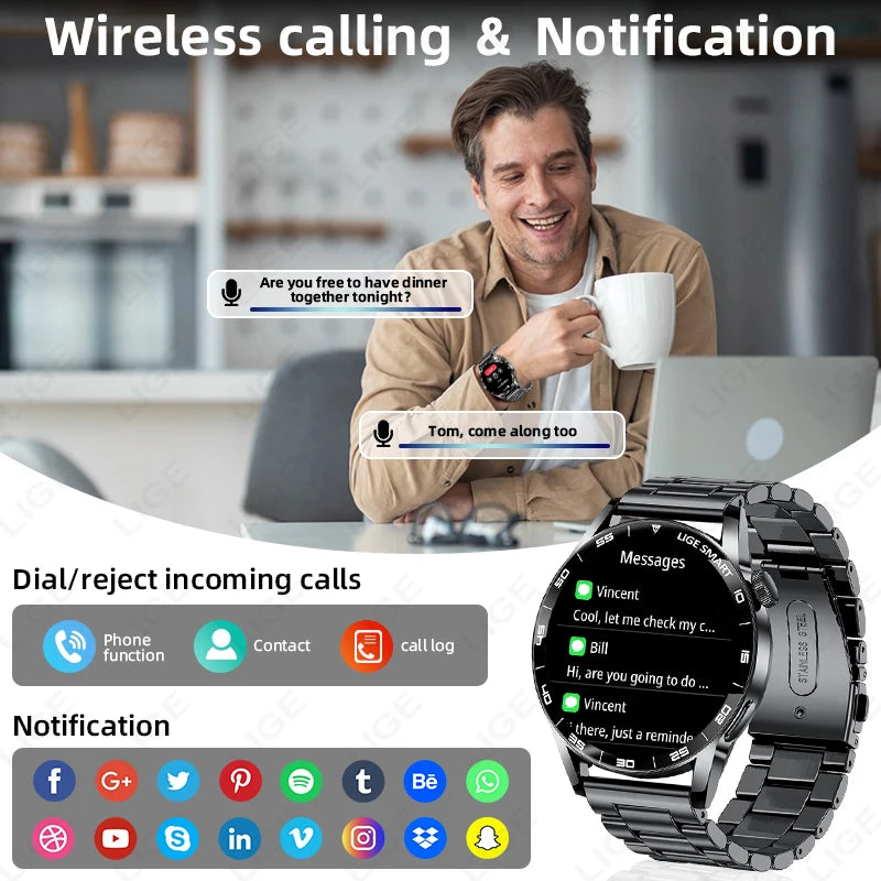 LIGE Outdoor Smartwatch 1.38” – Bluetooth-samtal & sport