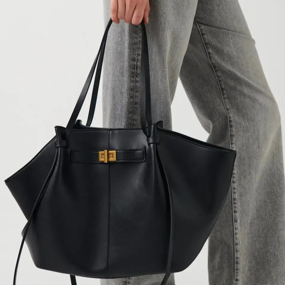 Stor shopperväska dam – elegant tote bag med metallspänne