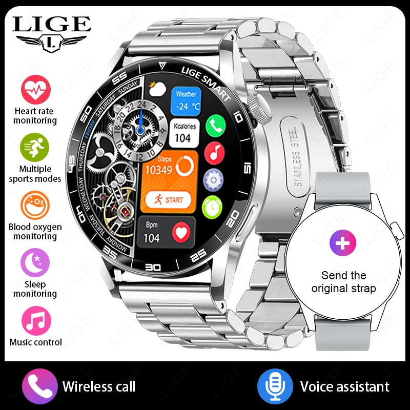 LIGE Outdoor Smartwatch 1.38” – Bluetooth-samtal & sport