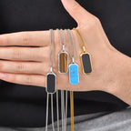 Halsband herr geometriskt hänge – stål halsband i silver/guld