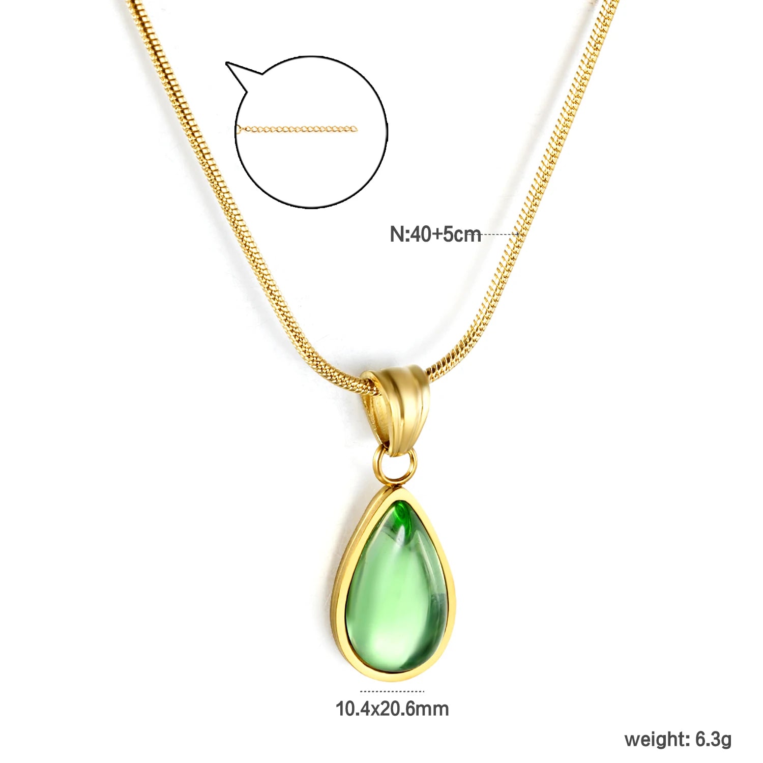 Halsband dam droppformat – minimalistiskt transparent hänge i stål
