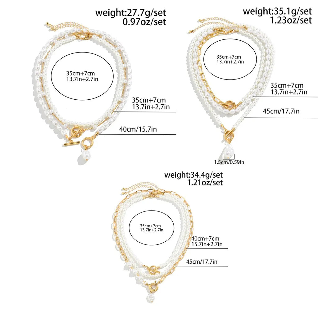 3-pack halsband med pärlor – Y2K vintage