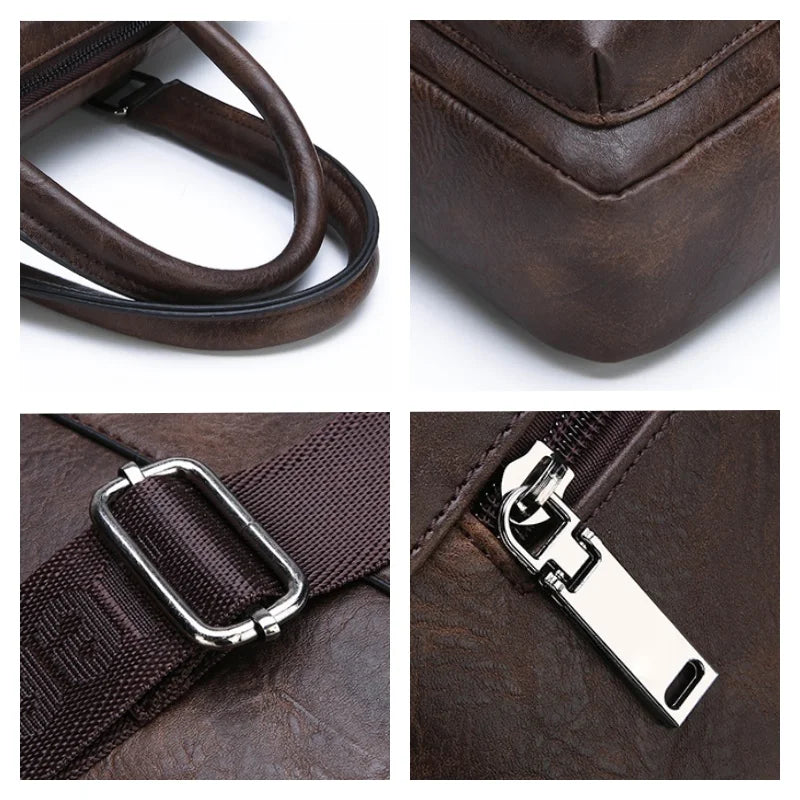 Herrportfölj med laptopfack – vattentålig business‑axelväska med stor kapacitet