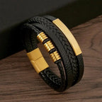 Handflätat läderarmband för män – Klassisk multilagerdesign med magnetlås