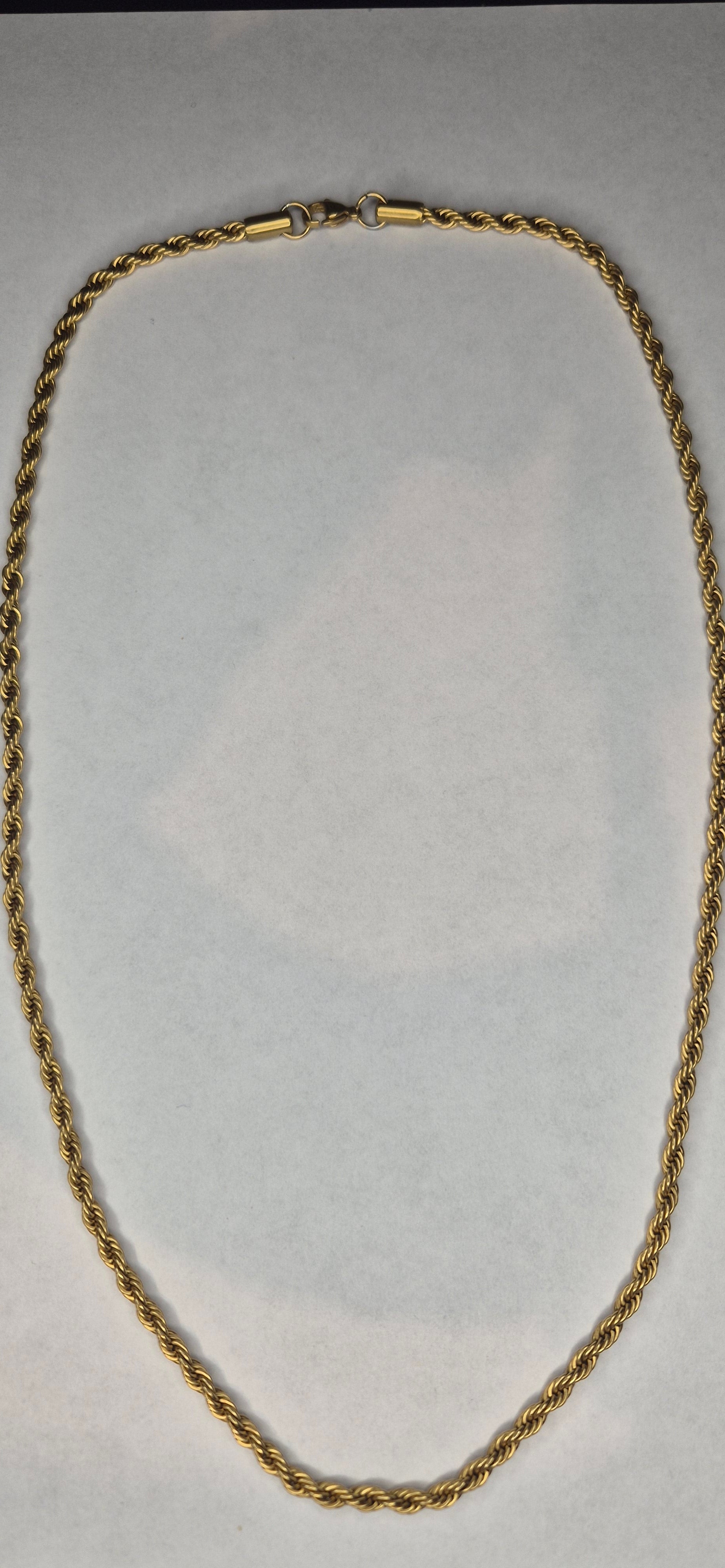 Rope chain halsband i guldplätering för herr