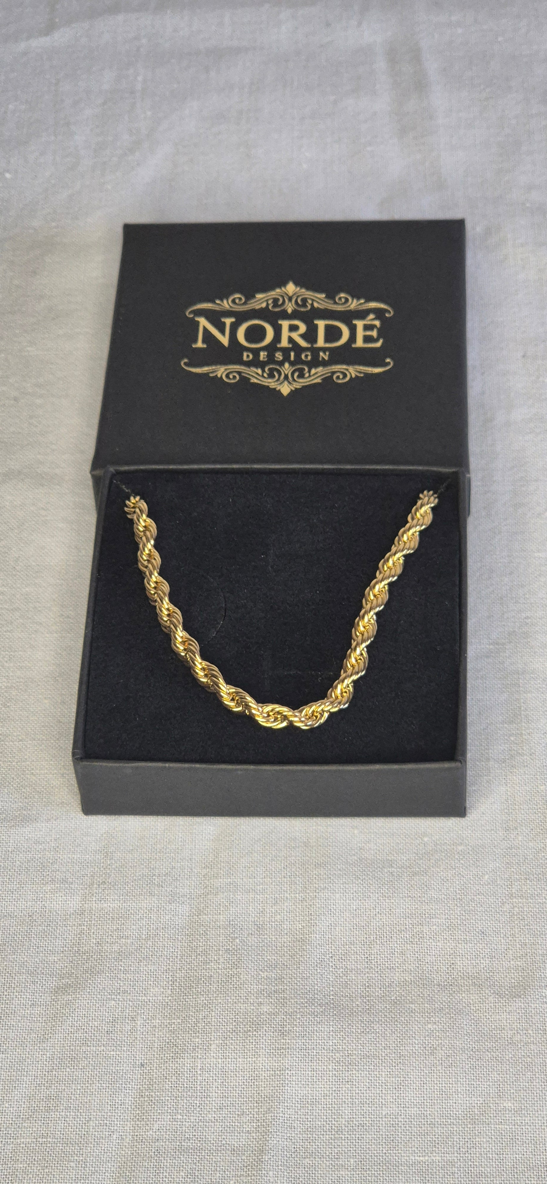 Rope chain halsband i guldplätering för herr